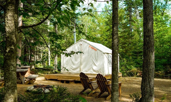 Weld RV Rental | Tentrr State Park Site - Maine Mount Blue State Park - Wooded Site - Single Camp