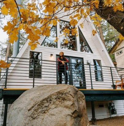 Running Springs Ski Chalet | The Scandia “A-Frame Chalet” Fireplace & Hot tub