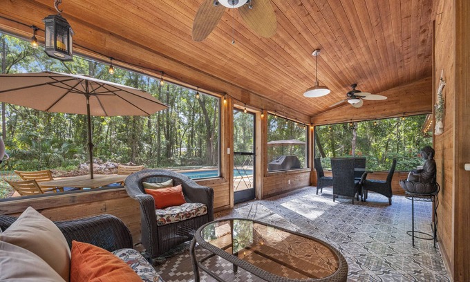 Gainesville House | The Secluded Sanctuary Zen Nature Retreat w/Salt Pool, Office & Lanai