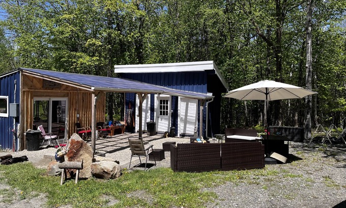 Sebec Cabin | Tiny A Frame with Bohemian flare