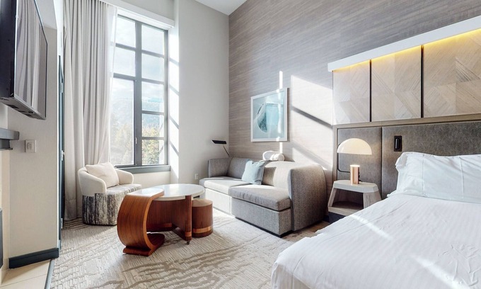 Mammoth Lakes Condo | Top Floor Studio in Luxury Hotel, Natural Light, Across The Village