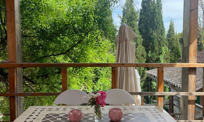 Karousades Cottage | Traditional Cottage and Garden Studio with Balcony, Terrace and Views to the Sea