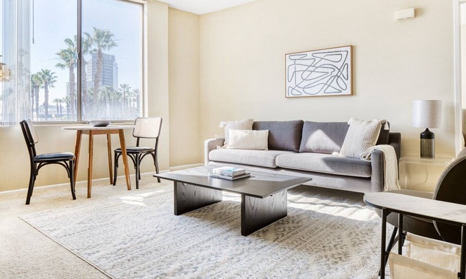 Chinatown Apartment | Trendy Downtown 1BR w/ Pool, W/D & Gym, near Broad Museum, by Blueground