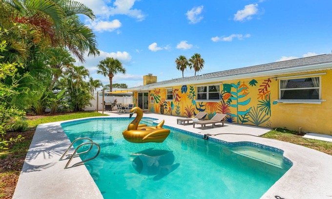 Golden Beach Estates House | Tropical-Inspired Beachside Home w/BBQ Grill & Heated Pool