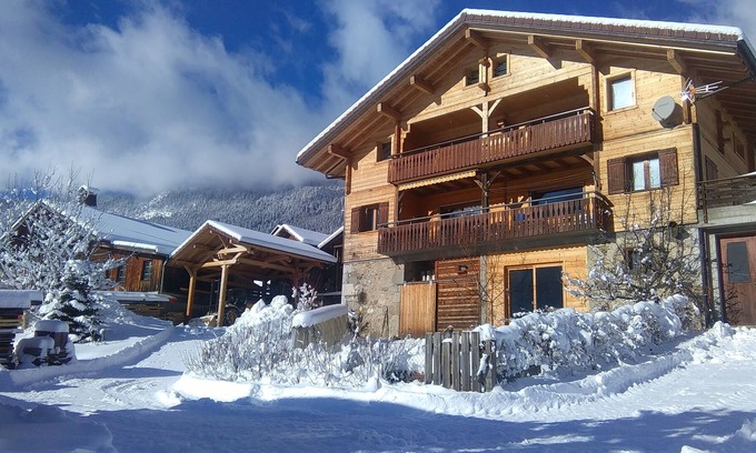 Les Villards-sur-Thones Ski Chalet | Two-unit chalet with breathtaking views from the south terrace near the village.