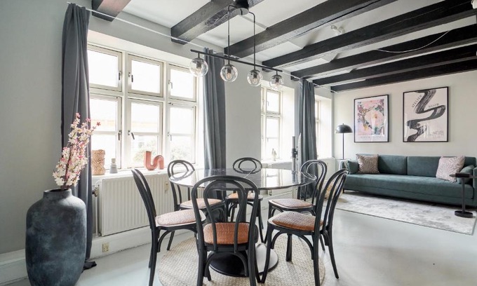 Indre By Apartment | Unique 2 Bedroom Duplex w Exposed Beams in CPH City
