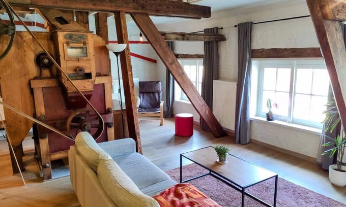 Ghent City Centre Apartment | Unique Historic Mill Loft by the River Lys