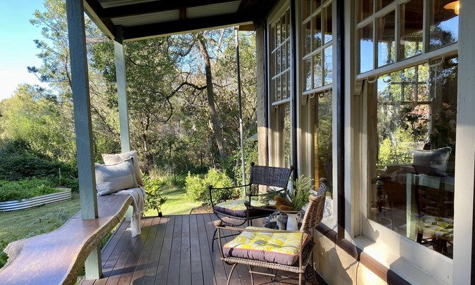 Blackheath Cottage | Unique Mud-Brick Cottage, bush garden with a flowing creek