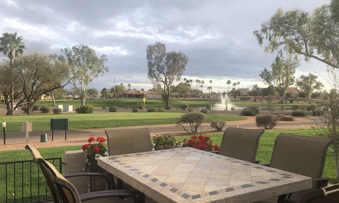 Cottonwood House | Updated 2BR end unit townhome, 10th tee box with water view and wrap around deck