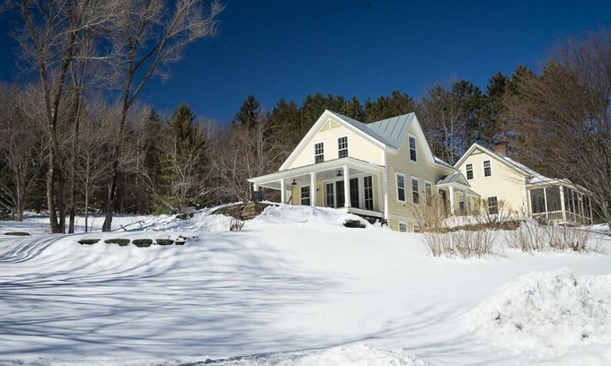 Waterbury House | Updated Vermont farmhouse with privacy, views, hot tub, and pool
