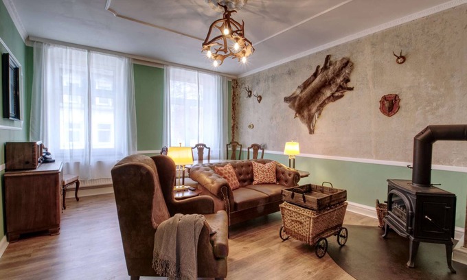 Annaberg-Buchholz Apartment | Vacation apartment Herrenzimmer with fireplace and terrace
