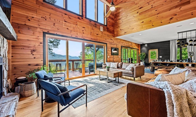 Maggie Valley House | Views, Hot Tub, Sauna, GameRoom, Theater, Sleeps 23, Near Skiing & Polar Express