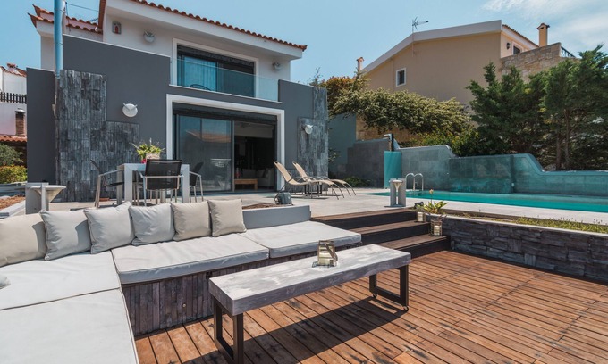 Palaia Fokaia Villa | Villa Adam ,Very Close to the Temple of Poseidon. Private Pool next to the beach