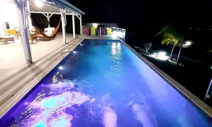 Saint-Francois Villa | Villa an kann la' large heated balneotherapy pool in a pretty tropical garden