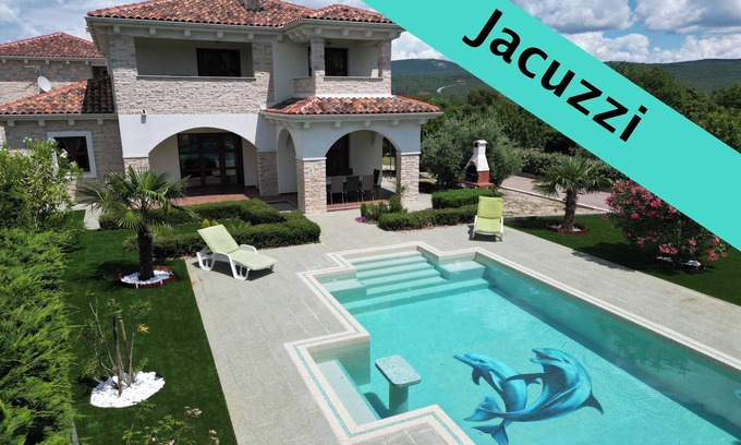 Kornic House | VILLA ANNA (5*): Stone house, heated pool, Jacuzzi, sea view, Gym, 900m from sea