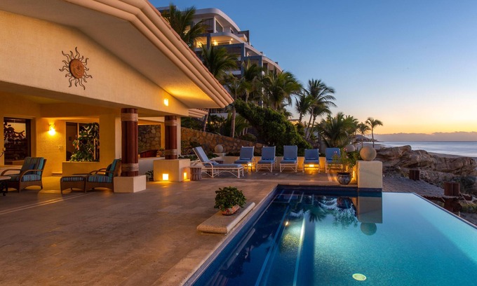 Cabo San Lucas Villa | Villa de la Playa: Beachfront Pool Terrace On Sea of Cortez Steps to Restaurants