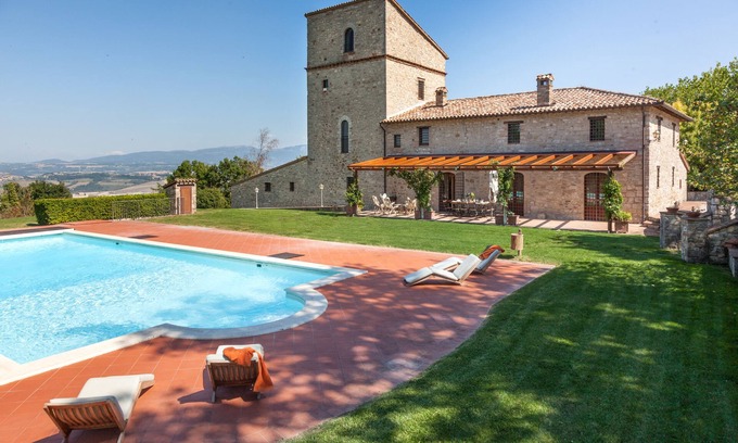 Romazzano Villa | Villa del Falco, sleeps up 13. Pool and tennnis court, medieval tower, gym
