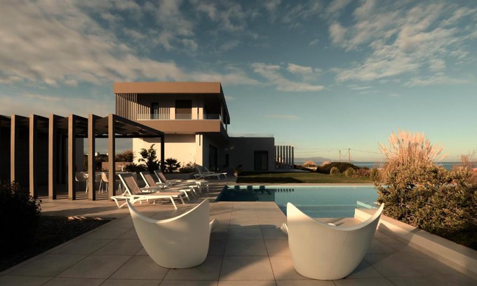Stavros Villa | Villa Gardenia, villa de luxe avec piscine à débordement