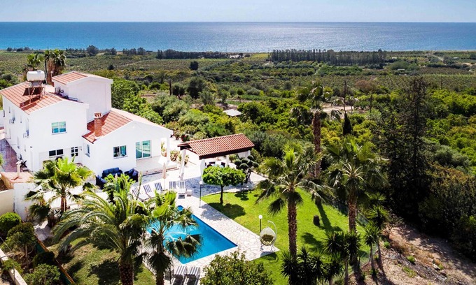 Pegeia Villa | VILLA OLIVIA -Private Large Villa, 5 Bed, Large Pool, 1 min to beach, Seaview