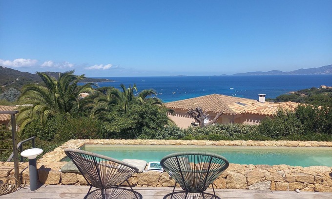 Portigliolo Villa | Villa - panoramic view of the Sanguinaires - swimming pool