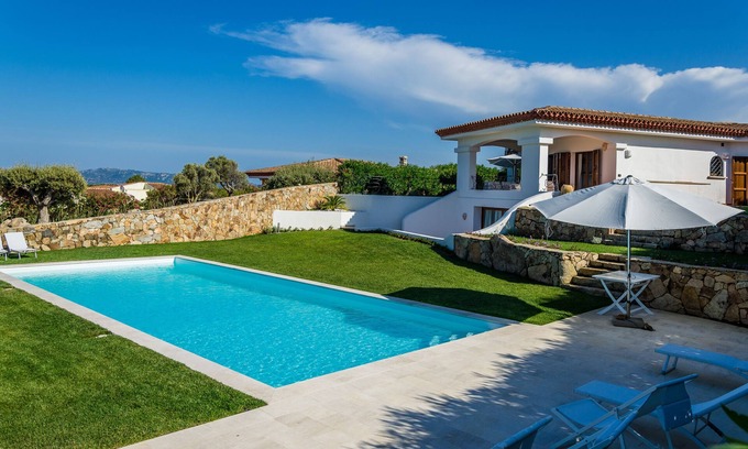 Palau Villa | Villa Smeralda, large pool and garden, stunning view of the Archipelago