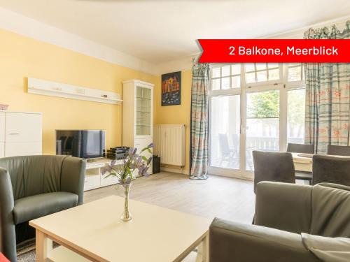 Binz Villa | Villa Strandidyll Apartment 3, Balkon mit Meerblick