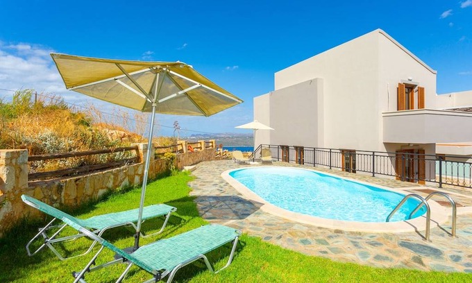 Megala Chorafia Villa | Villa Stratos: Large Private Pool, Sea Views, A/C, WiFi, Eco-Friendly