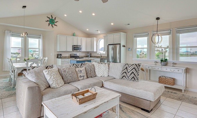 Surf City Cottage | Walk to Surf City Beach: Ocean-view Home w/Decks!