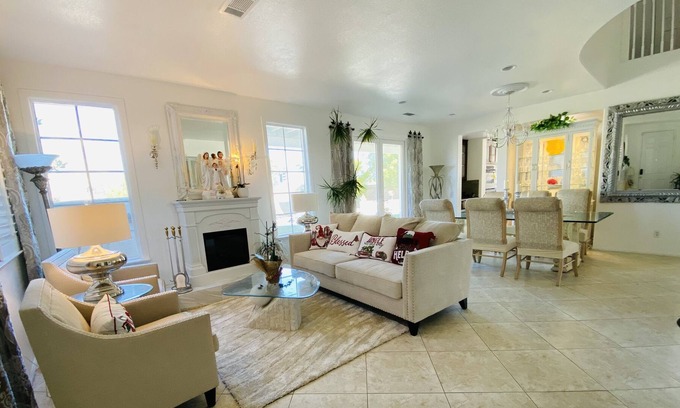 Murrieta House | Warm private bedroom & bathroom in luxurious home