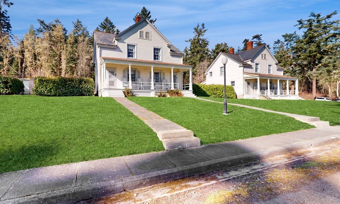 Coupeville House | Water view home with porch & fireplace, walk to Fort Casey SP & ferry