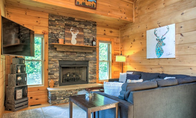 Skyland Cabin | Waterfall Cabin | Creekside Retreat w/Hot Tub + Views + Biltmore Pass