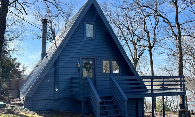 Cadiz House | Waterfront A-Frame with Covered Dock on Beautiful Lake Barkley