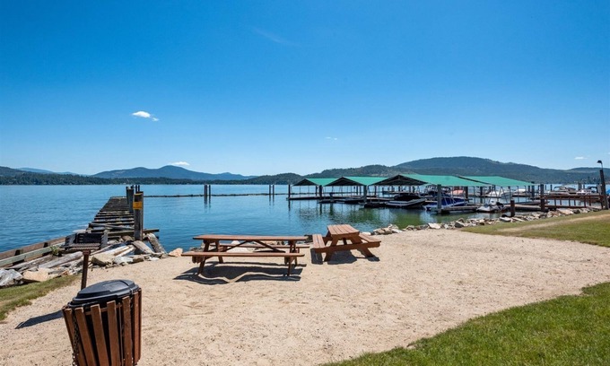 Sandpoint Condo | Waterfront condo w/dedicated boat slip, Tennis, Pool in Summer. Pet friendly!