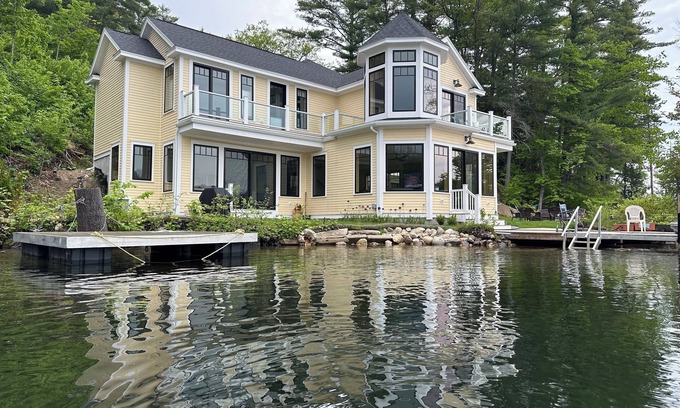 Alton Bay House | Waterfront New Construction 4 bedroom home w private U shaped dock Private beach