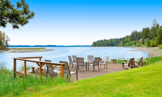 Lakebay House | Waterfront retreat with private beach, firepit, kayaks/SUP, EV charger & grill