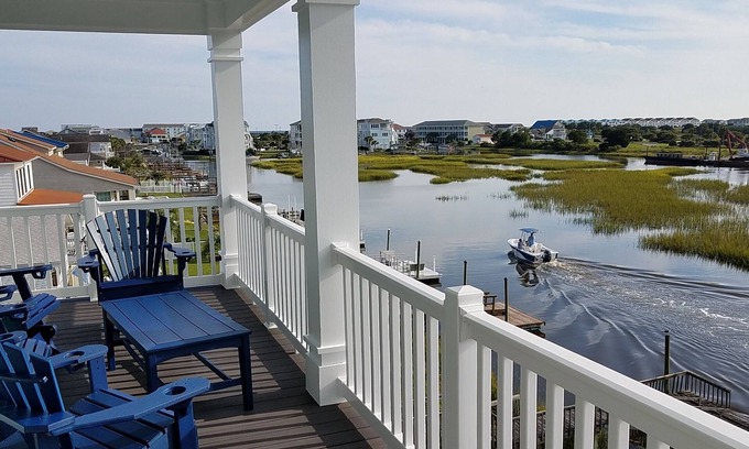 Ocean Isle Beach House | Waterfront, Spectacular Sunsets, Dock, Pool, Elevator, Linens, Free Golf Cart+