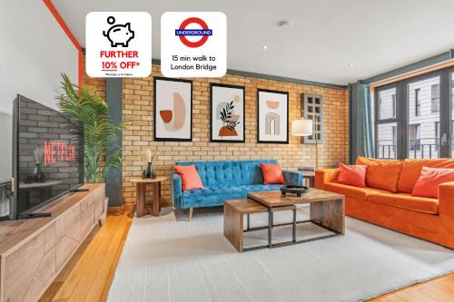Cathedrals Apartment | Waterloo - Modern and Industrial 2 Bed - Close to London Bridge, Sleeps 6
