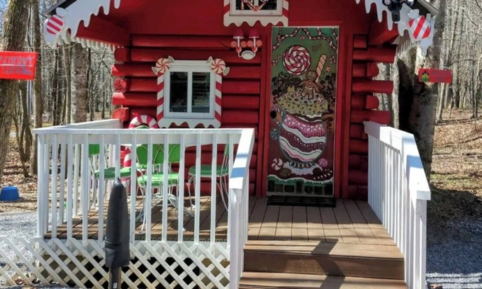 Hayesville Cottage | Whimsical Candy Cabin in Blue Ridge with Lollipop Garden, Firepit & Petting Zoo
