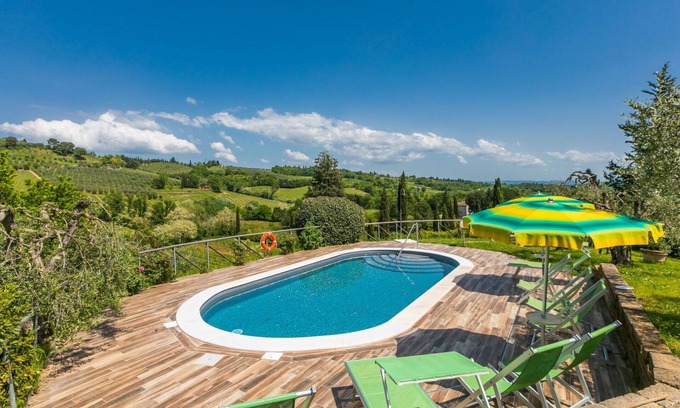 San Gimignano Villa | Wonderful villa with WIFI, A/C, private pool, TV, patio, pets allowed, panoramic view and parking