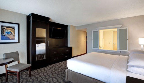 King Bed with Whirlpool, Sofa Bed and partial view of Niagara Falls - Floor 30