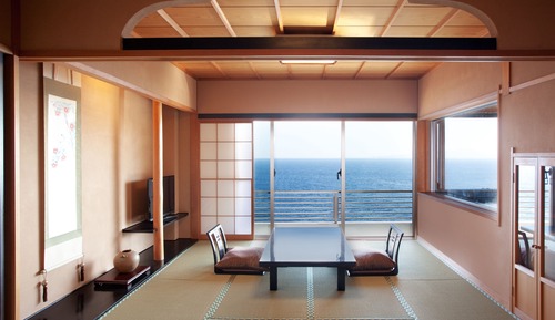 Japanese Style Room with Ocean-view Private bath (8+6 Tatami Mats) Dinner : French Kaiseki cuisine