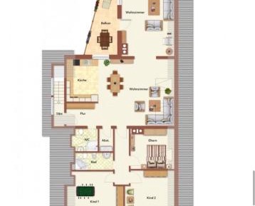 Three-Bedroom Apartment with Balcony