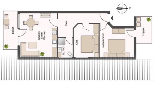 Two-Bedroom Apartment with Balcony