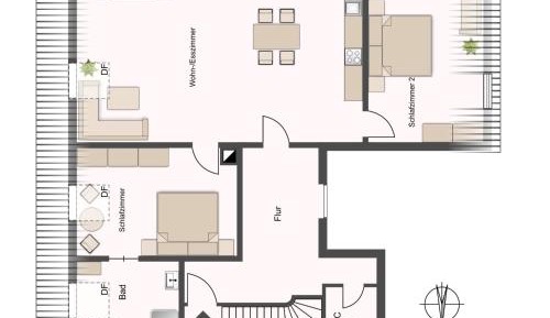 Two-Bedroom Apartment with Mountain View