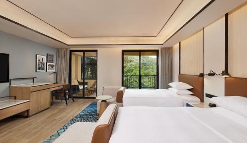 Luxury Double Room with Two Double Beds with Balcony and Mountain View