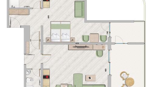 Executive One-Bedroom Apartment with Terrace and Sea View
