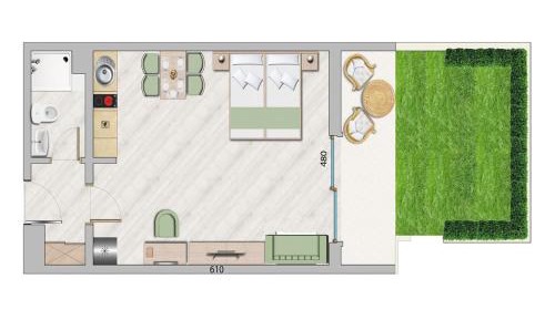 Studio with Terrace and Sea View