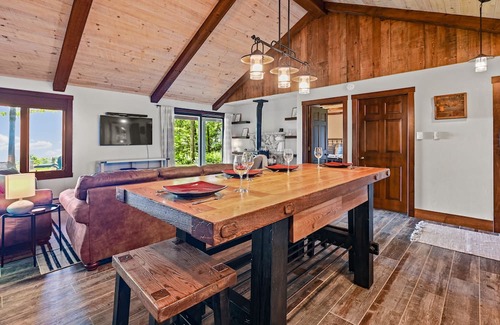 Sturgeon Bay Cabin | Water view on a bluff- Bay side with hot tub