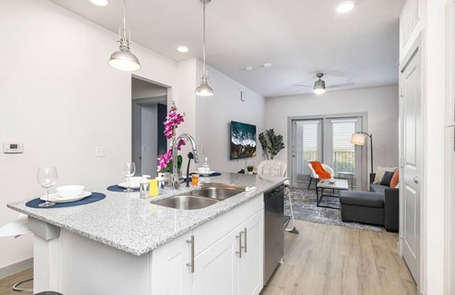 Lewisville Apartment | Stylish 1BD: Pool, Fitness & Workspace Oasis