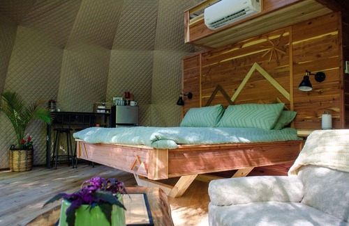 Brownsboro RV Rental | "Charming Toadstool Geodome Available for Rent: A Whimsical Retreat Awaits!"